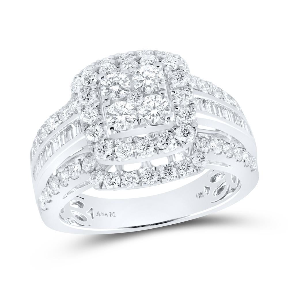 14kt White Gold Round Diamond Bridal Wedding Ring Band Set 1-3/4 Cttw