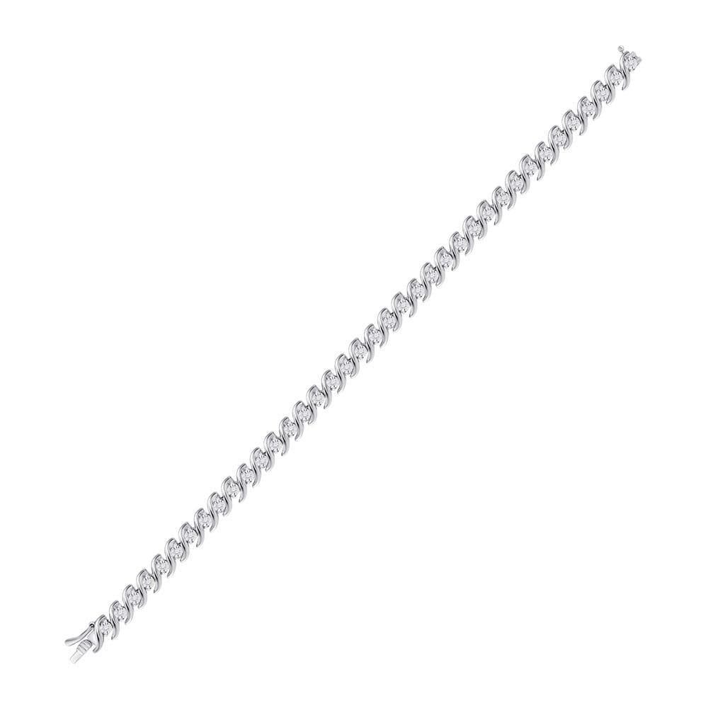 10kt White Gold Womens Round Diamond Tennis Bracelet 1/2 Cttw