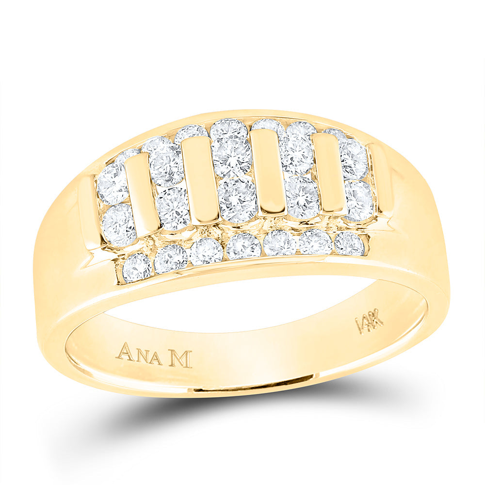 14kt Yellow Gold Mens Round Diamond Wedding Channel Set Band Ring 1 Cttw