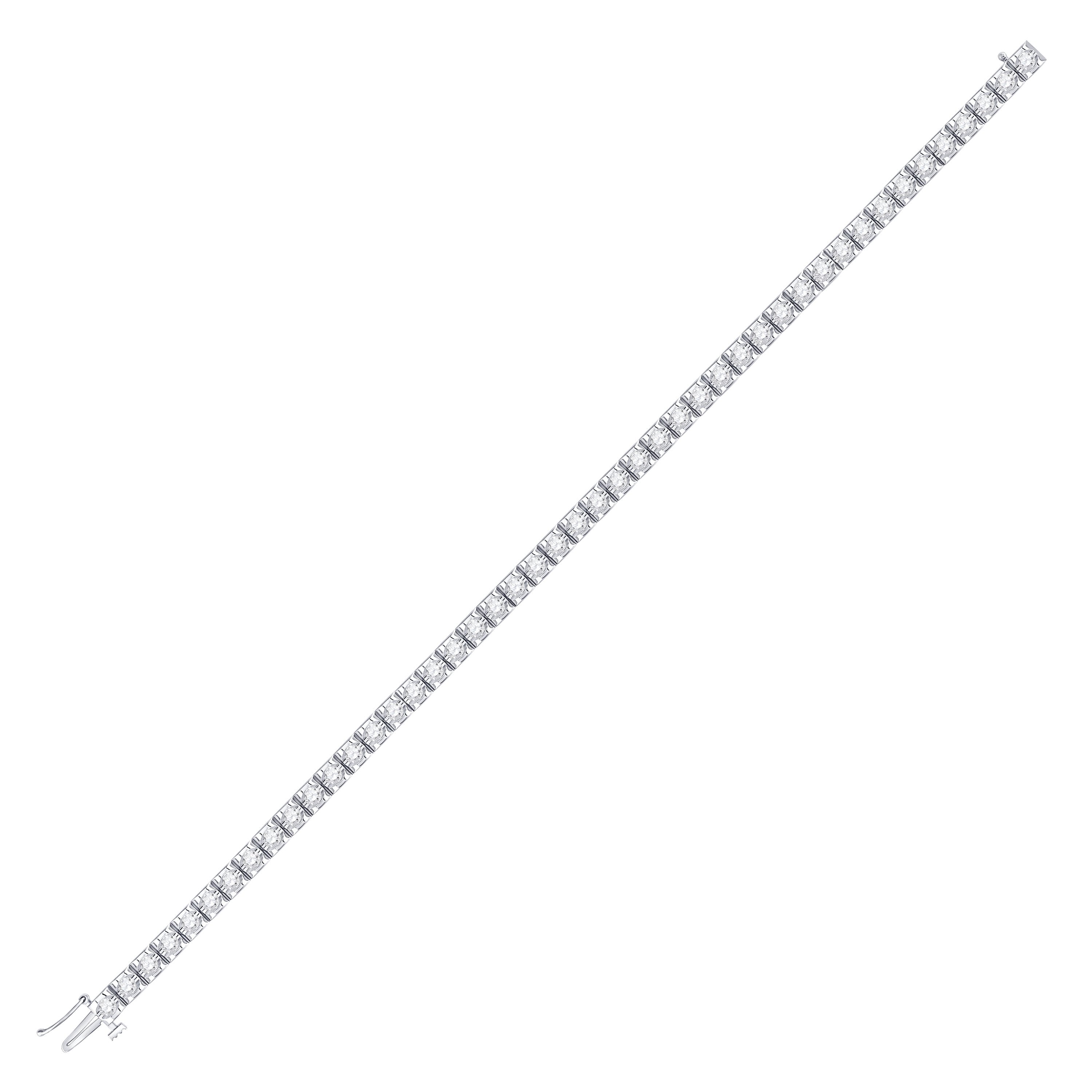 14kt White Gold Womens Round Diamond Studded Tennis Bracelet 2 Cttw