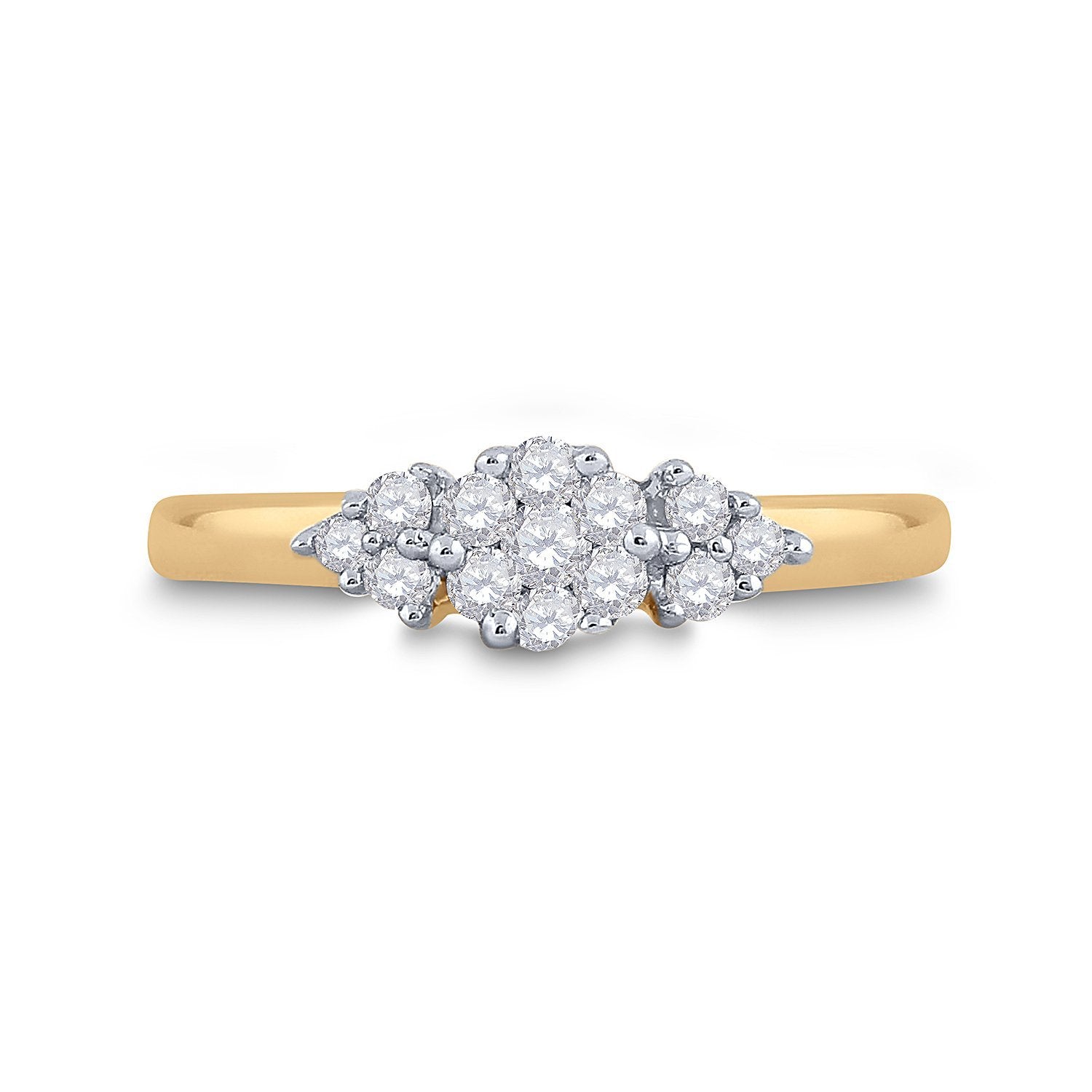 14kt Yellow Gold Womens Round Diamond Cluster Fashion Ring 1/4 Cttw