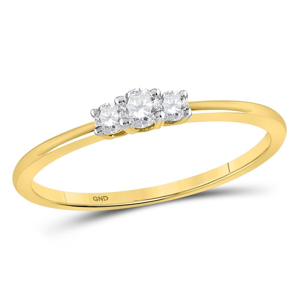 10kt Yellow Gold Womens Round Diamond 3-stone Promise Ring 1/6 Cttw