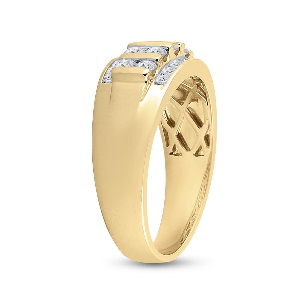 14kt Yellow Gold Mens Round Diamond Wedding Channel Set Band Ring 1 Cttw