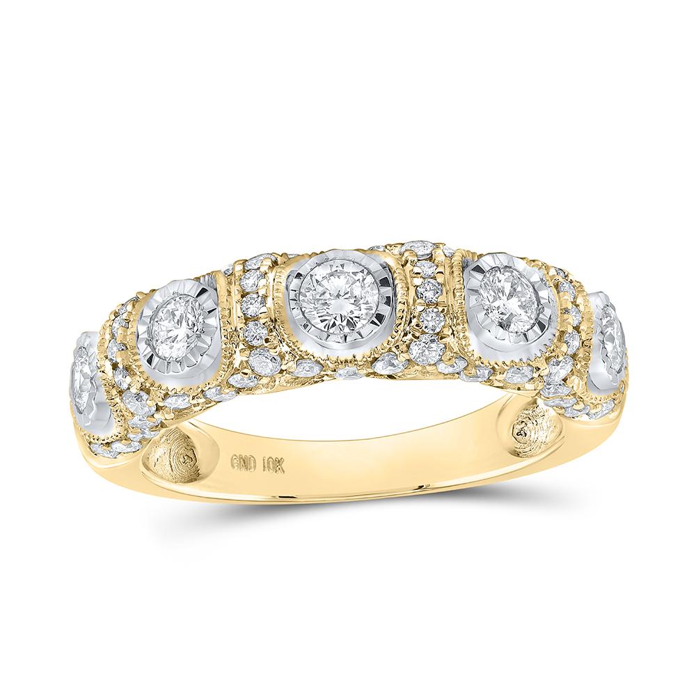 10kt Yellow Gold Womens Round Diamond Band Ring 1 Cttw