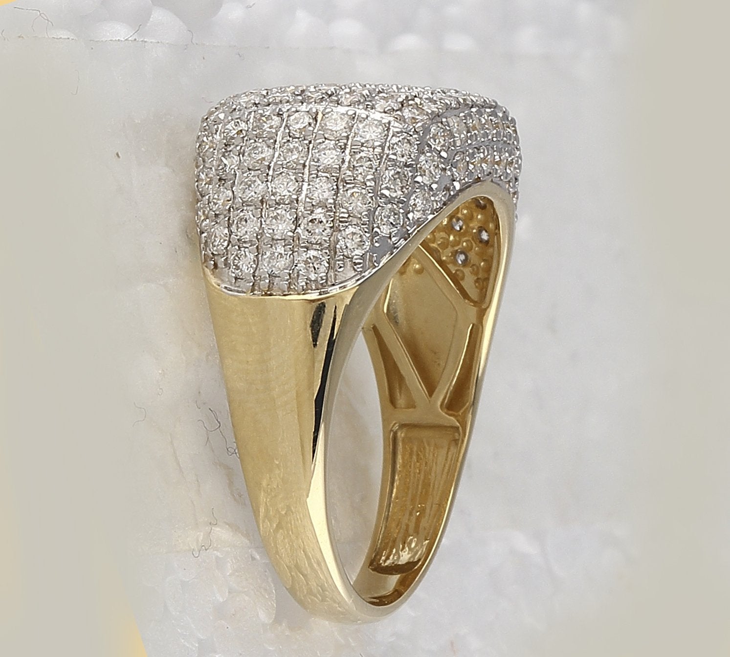 10kt Yellow Gold Mens Round Diamond Fashion Ring 2-1/4 Cttw