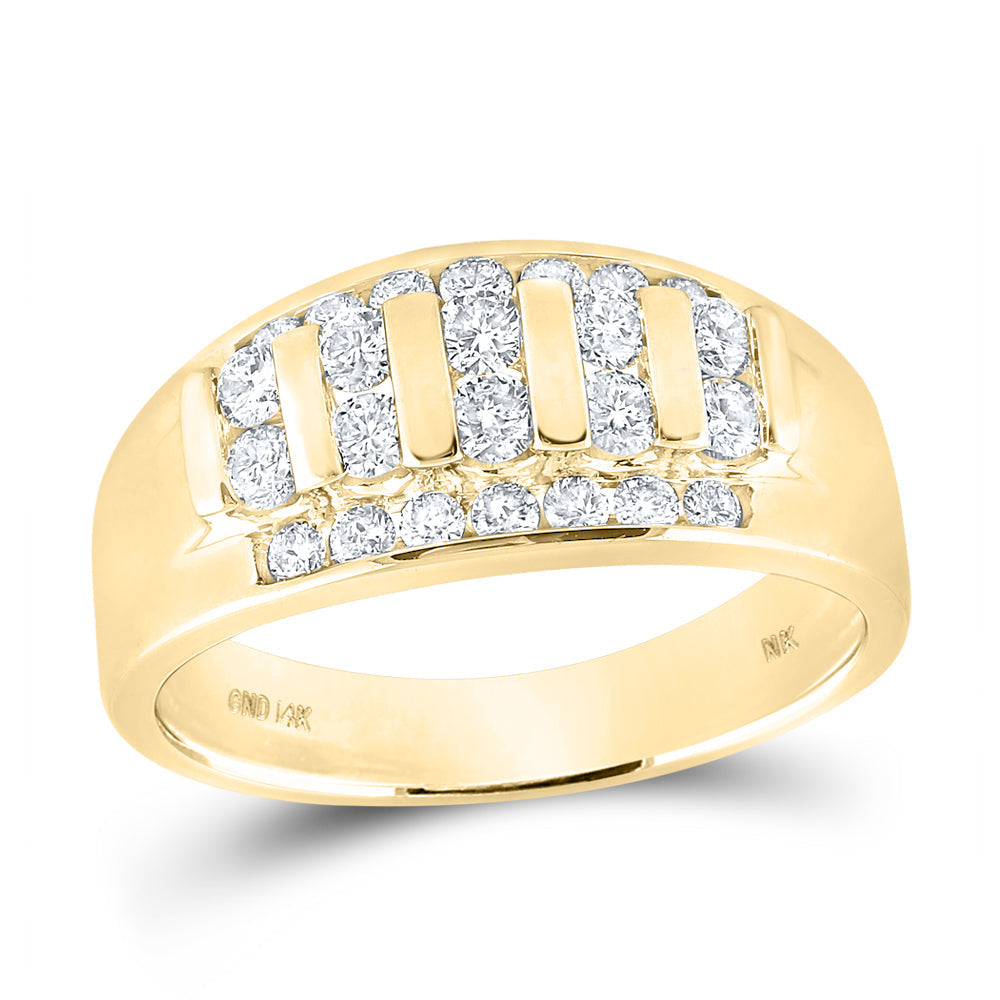 10kt Yellow Gold Mens Round Diamond Wedding Band Ring 1 Cttw