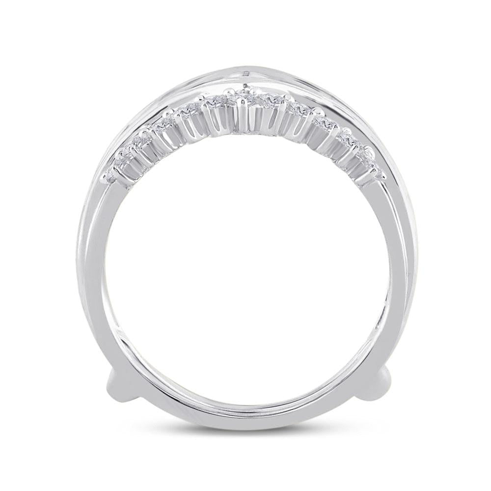 14kt White Gold Womens Round Diamond Wedding Wrap Ring Guard Enhancer 3/4 Cttw, 8