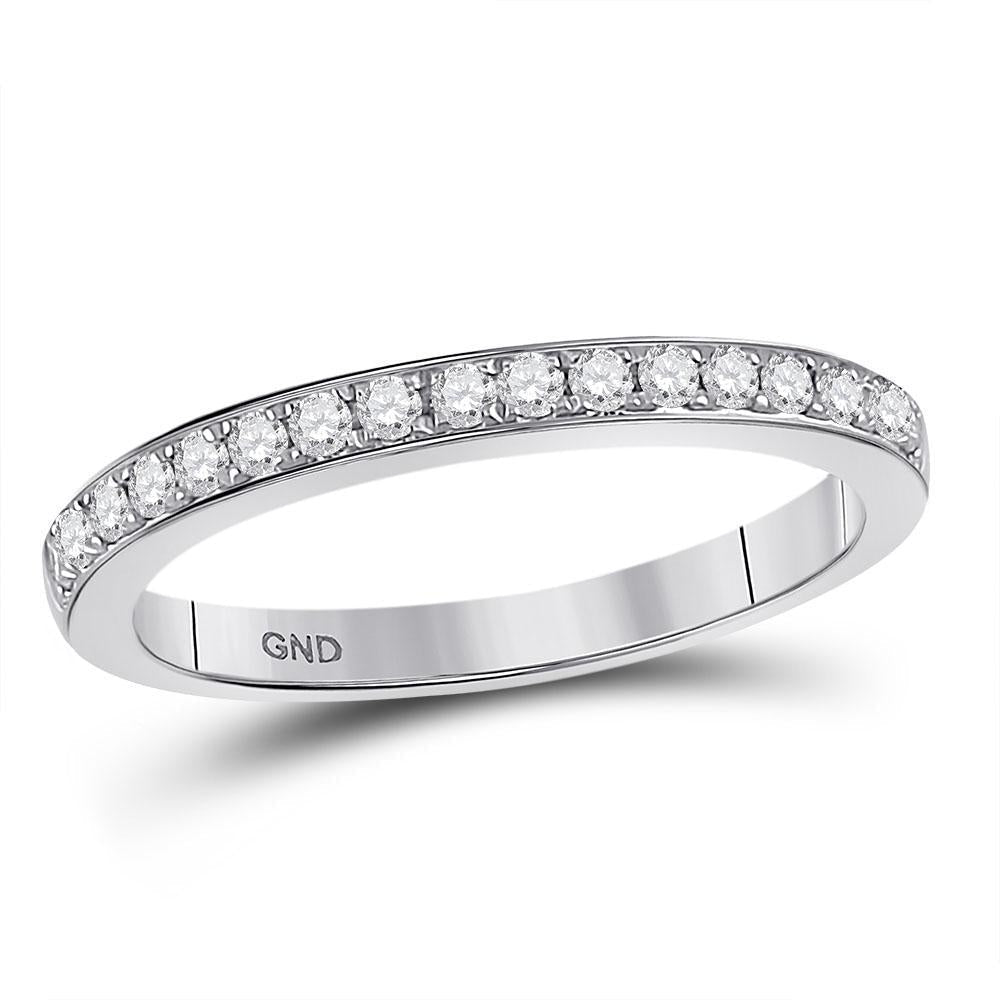 10kt White Gold Womens Round Diamond Single Row Band Ring 1/4 Cttw