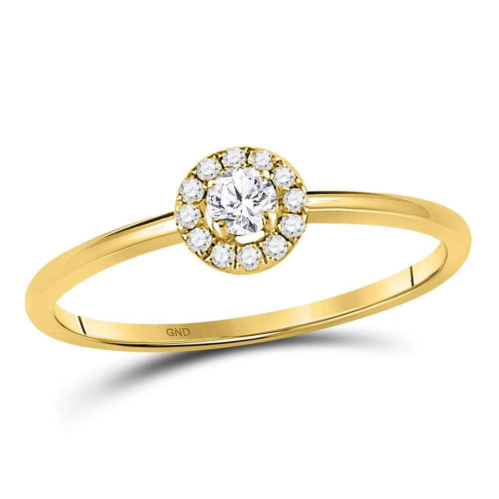 10kt Yellow Gold Womens Round Diamond Solitaire Stackable Band Ring 1/5 Cttw