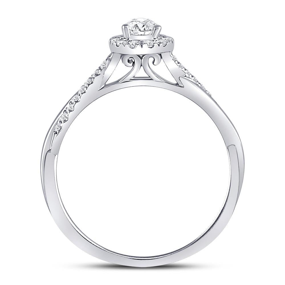 14kt White Gold Pear Diamond Solitaire Bridal Wedding Engagement Ring 1/3 Cttw