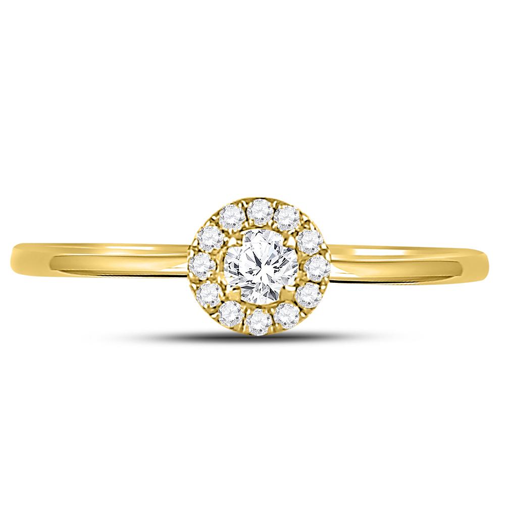 10kt Yellow Gold Womens Round Diamond Solitaire Stackable Band Ring 1/5 Cttw