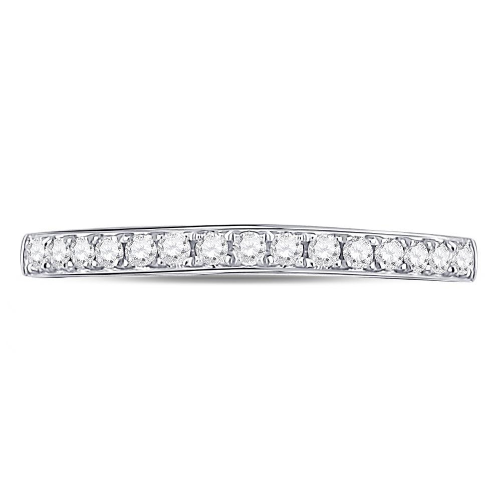 10kt White Gold Womens Round Diamond Single Row Band Ring 1/4 Cttw