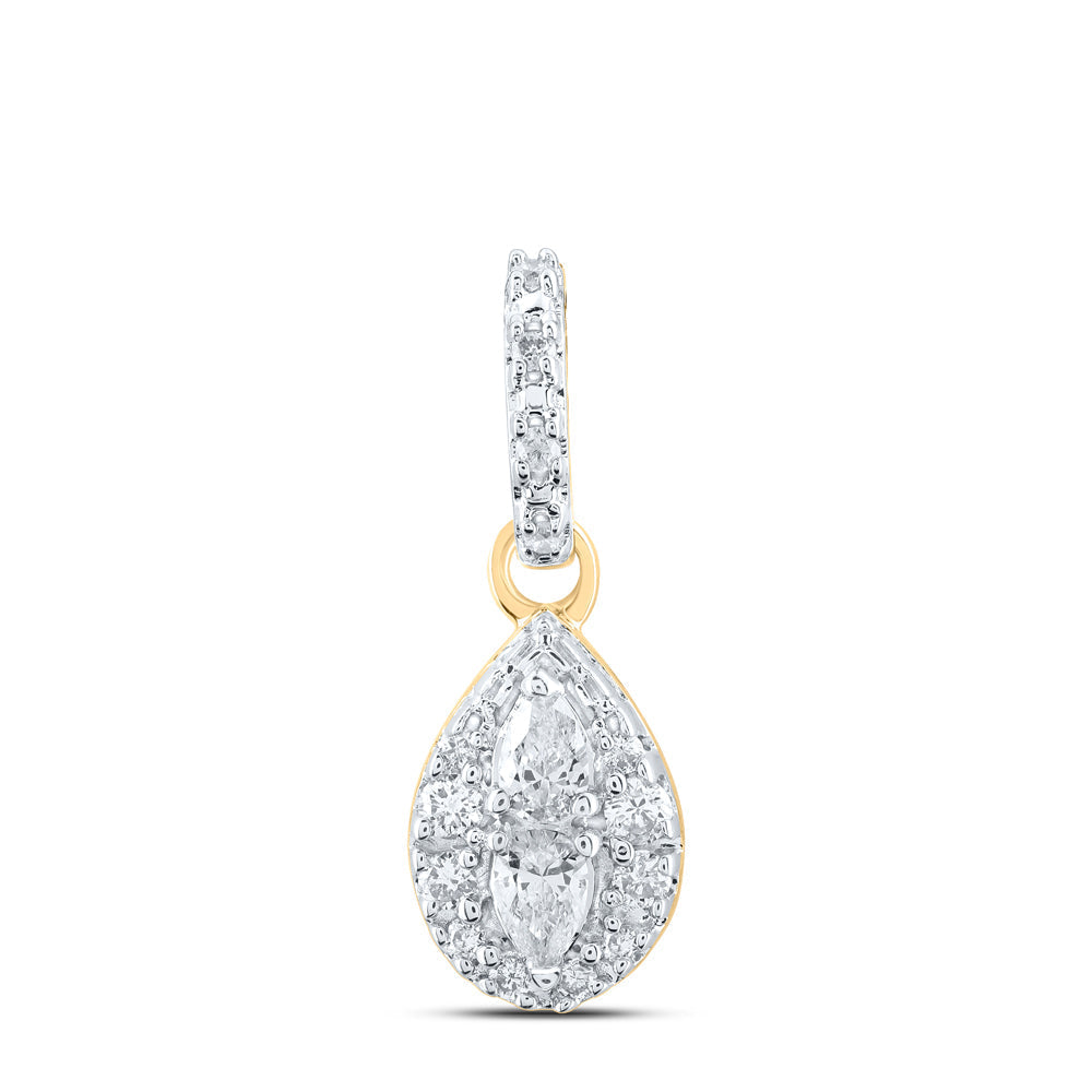 10kt Yellow Gold Womens Pear Diamond Fashion Pendant 1/6 Cttw